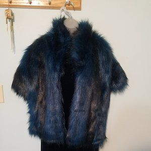 Cynthia Rowley Faux Fur Deep Blue/Black Stole